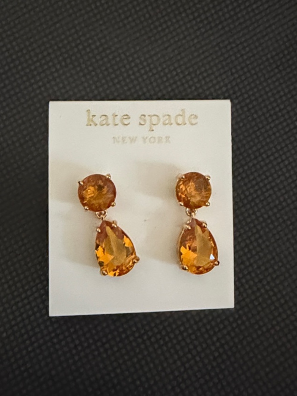 kate spade golden amber teardrop crystal drop earrings